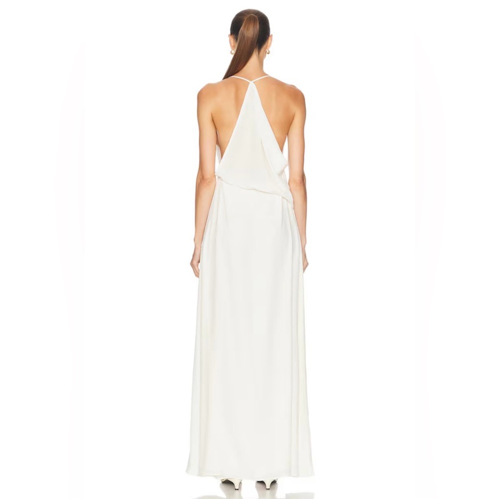 STAUD Machu Silk Cream V-Neck Spaghetti Strap Slip Maxi Dress - Picture 4 of 10